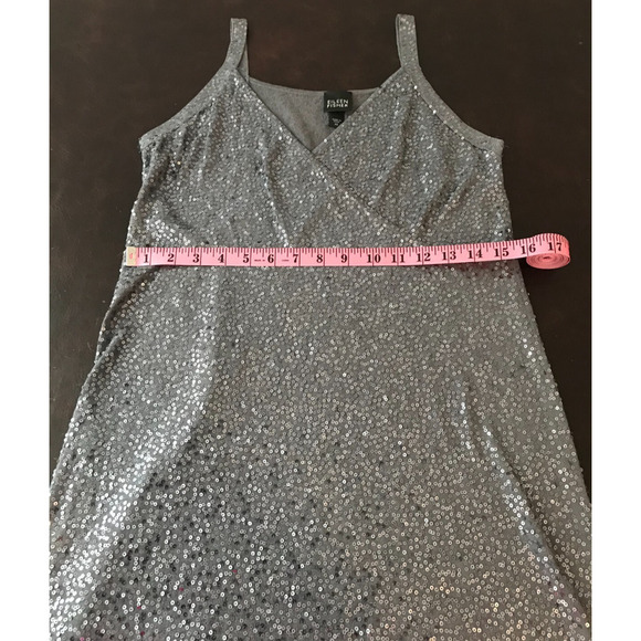 Eileen Fisher Women’s Sequin Surplice Wrap Gray Dress Silk/Cotton - EXSM - Picture 7 of 10